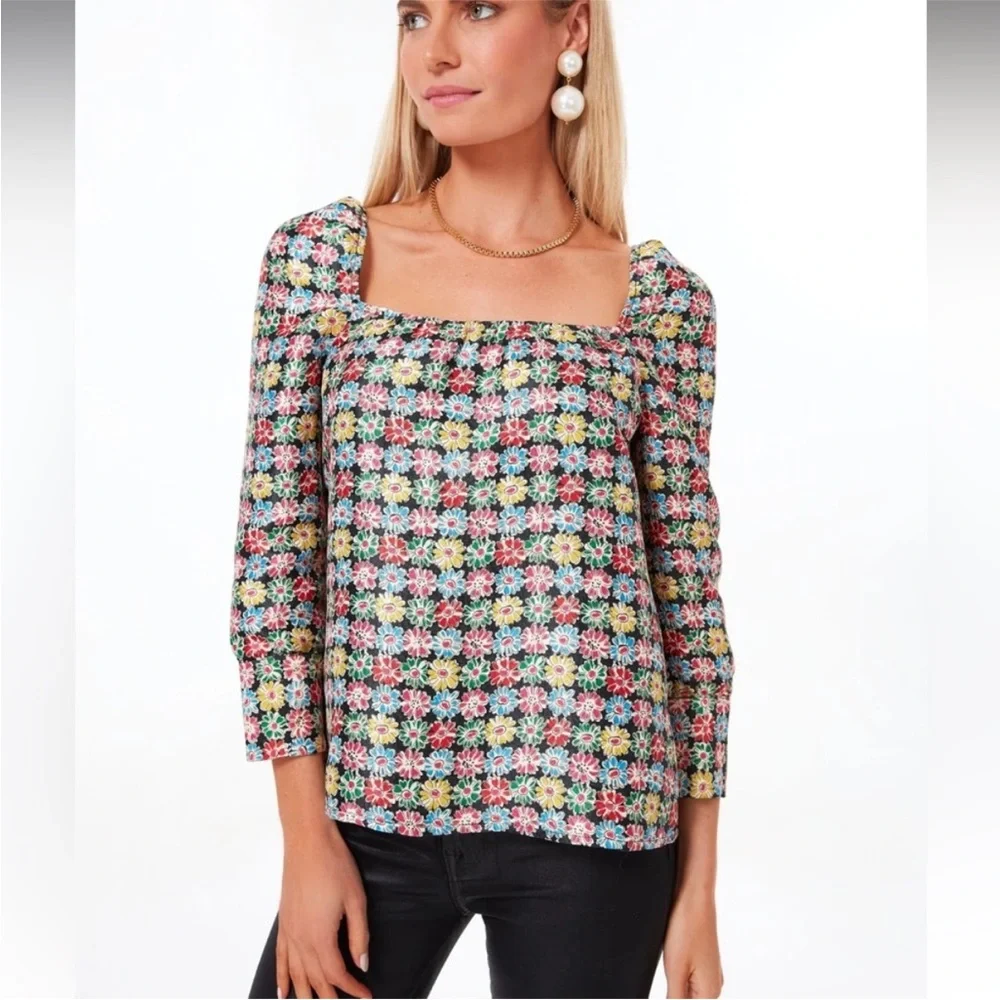 NWT Tuckernuck Punchy Jacquard Pink Emilie Blouse